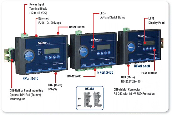 . MOXA NPort 5450 - 4-   RS-232/422/485  Ethernet.